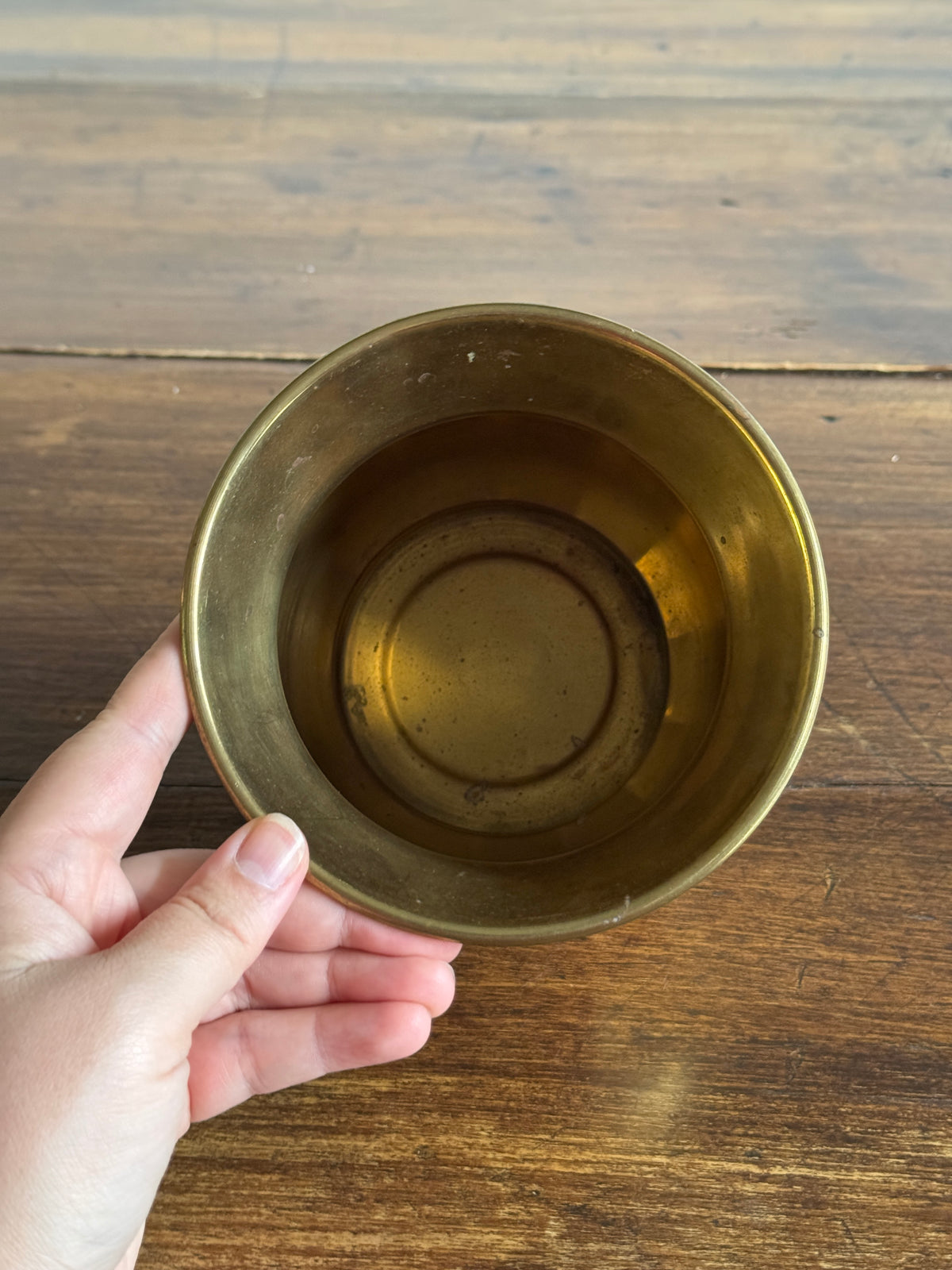 Vintage Small Brass Planter Pot with Ball and Fluted Opening