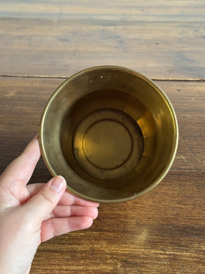 Vintage Small Brass Planter Pot with Ball and Fluted Opening