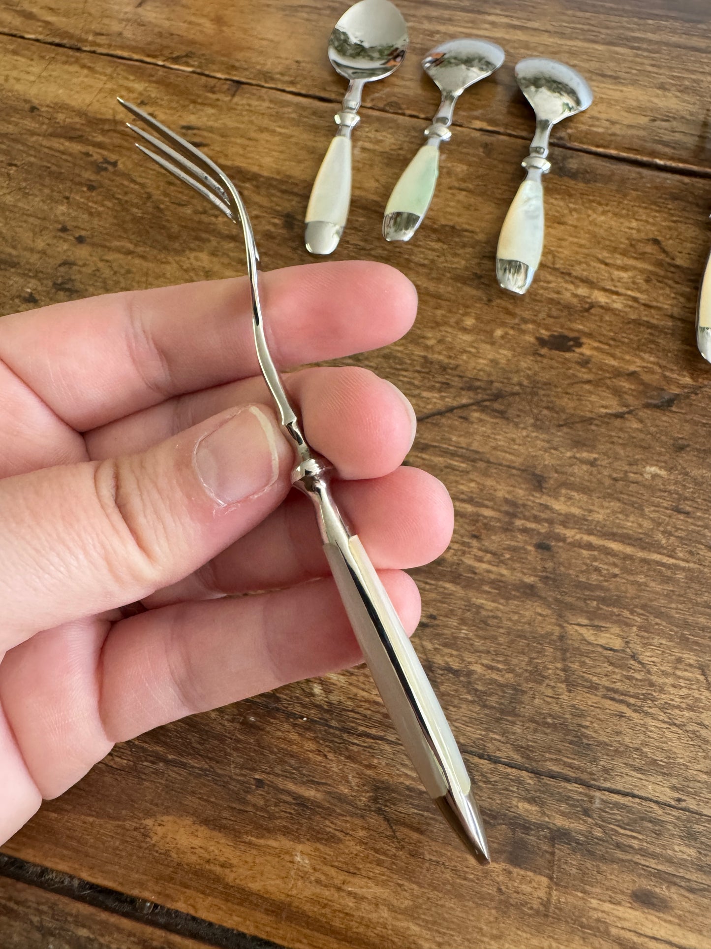 Mini Appetizer Cutlery - Spoon, Forks and Spreaders with Mother Of Pearl Handles