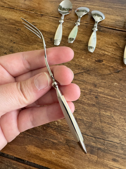 Mini Appetizer Cutlery - Spoon, Forks and Spreaders with Mother Of Pearl Handles