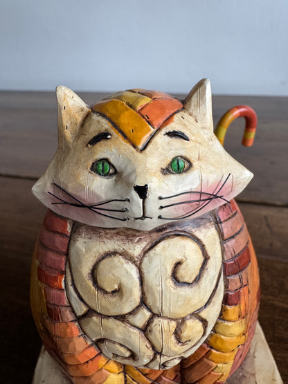 2003 Jim Shore Heartwood Creek Enesco Elijah Sitting Orange Cat Resin Figurine