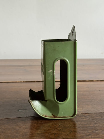 Vintage Painted Light Green Metal Small Match Holder