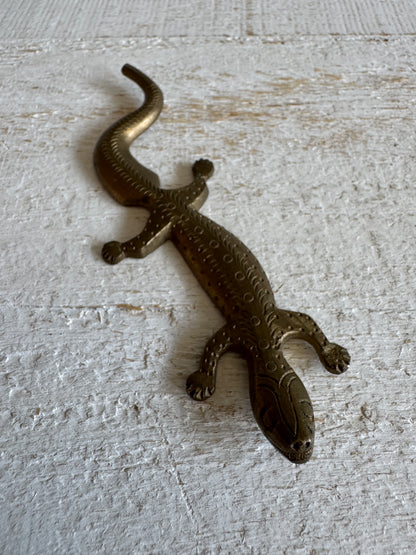 Miniature Flat Brass Lizard Figurine