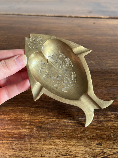 Small Vintage Brass Fish Ashtray - Fish Shaped Trinket Dish
