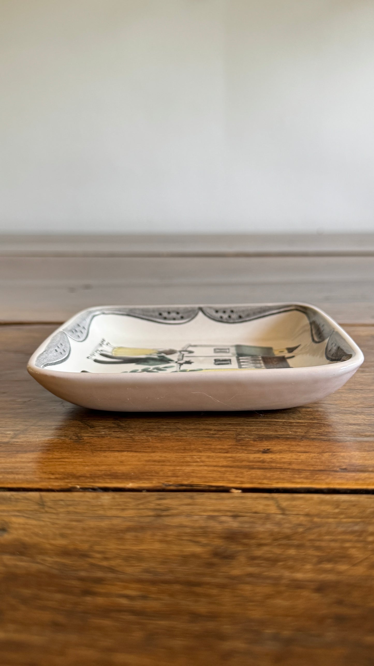 Hand Painted Trinket Dish with Couple in City Scene - Made in Switzerland