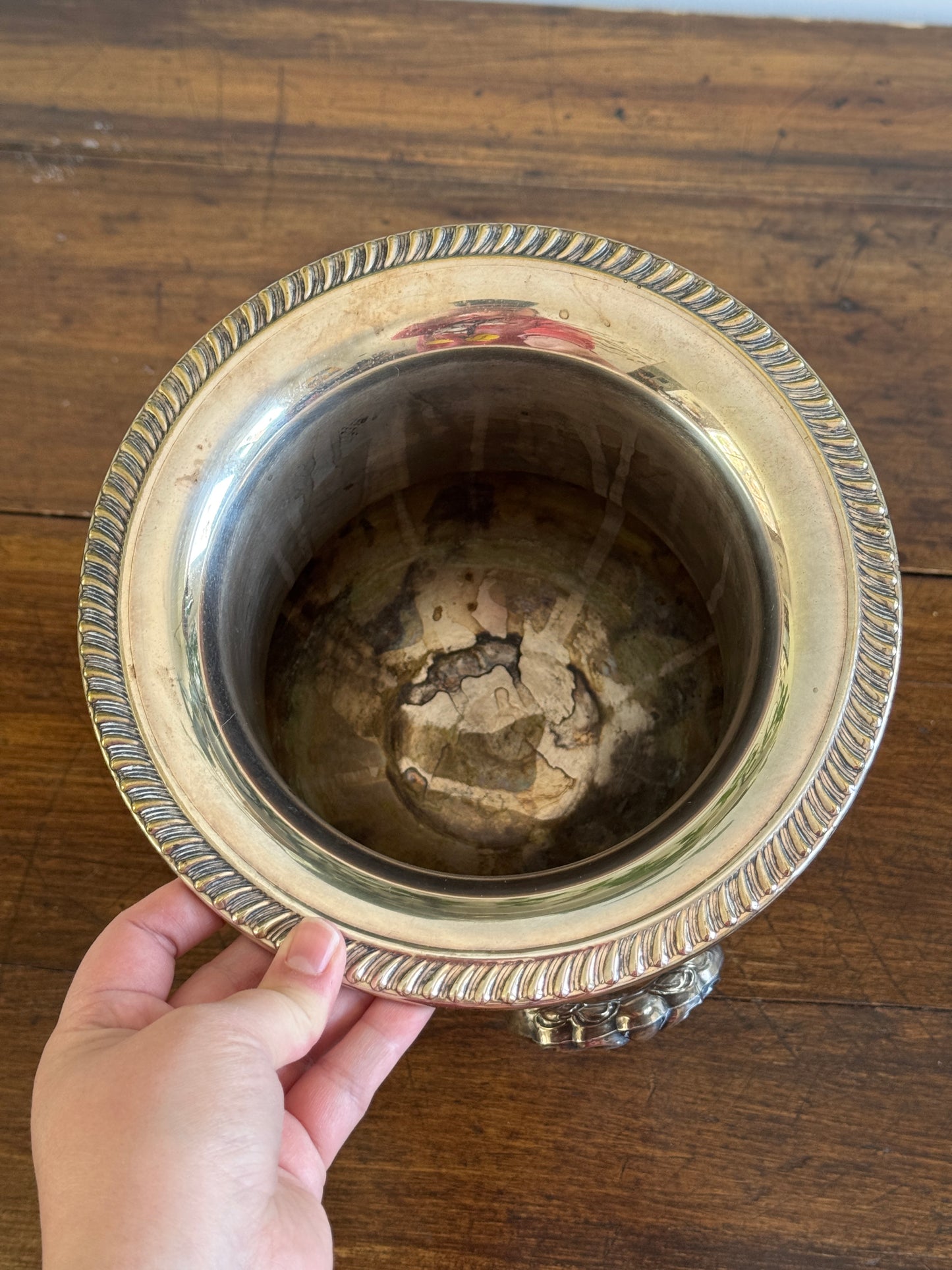 Vintage Leonard Silverplated Champagne Ice Bucket with Double Handled and Fluted Design