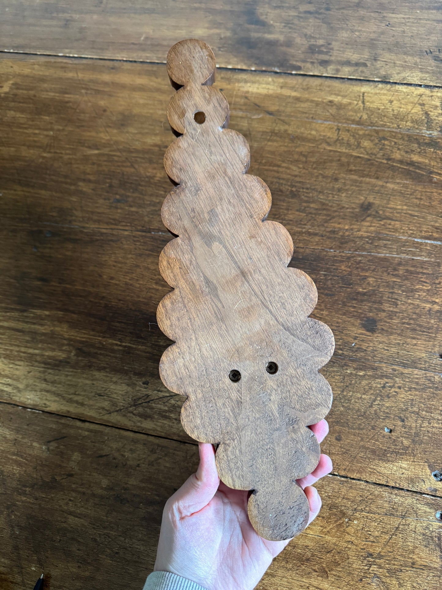 Vintage Wood Folk Art Carved Candle Sconce - Wall Mounted