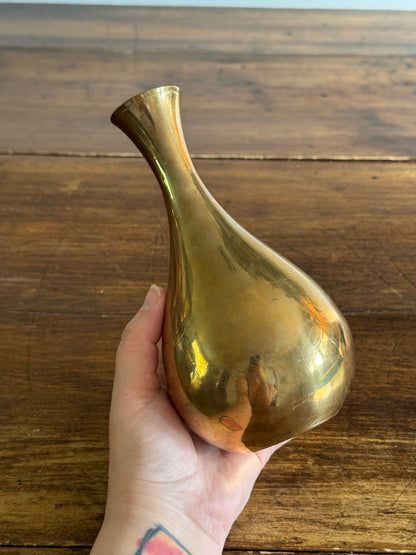 Vintage Smooth Brass Vase with Simplistic Design/Shape - Made in India