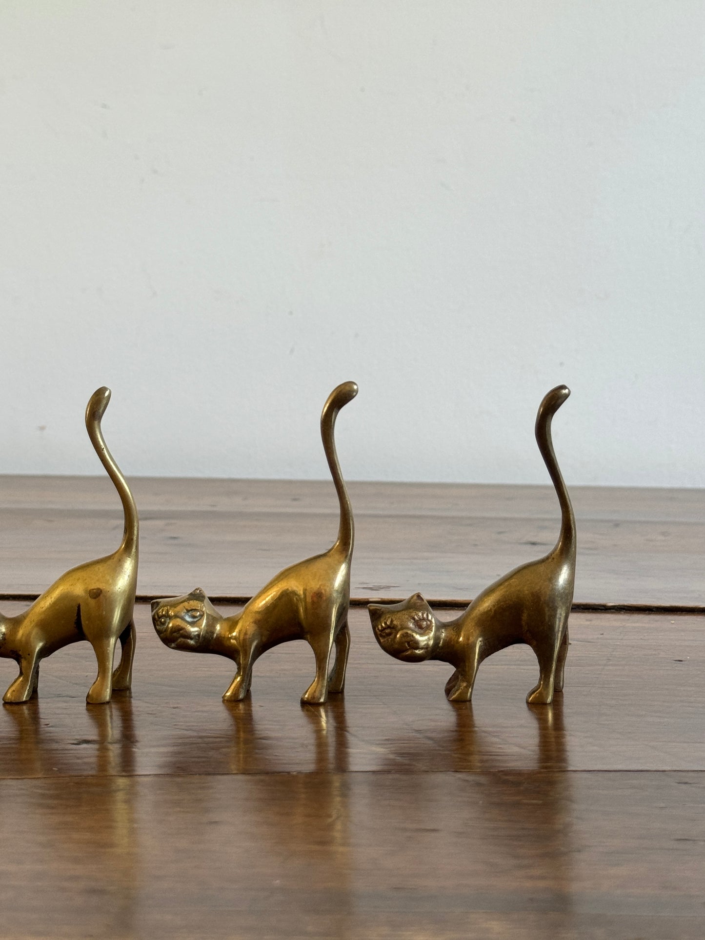 PICK ONE Vintage Brass Tail Up Cat Figurine - Cat Ring Holder