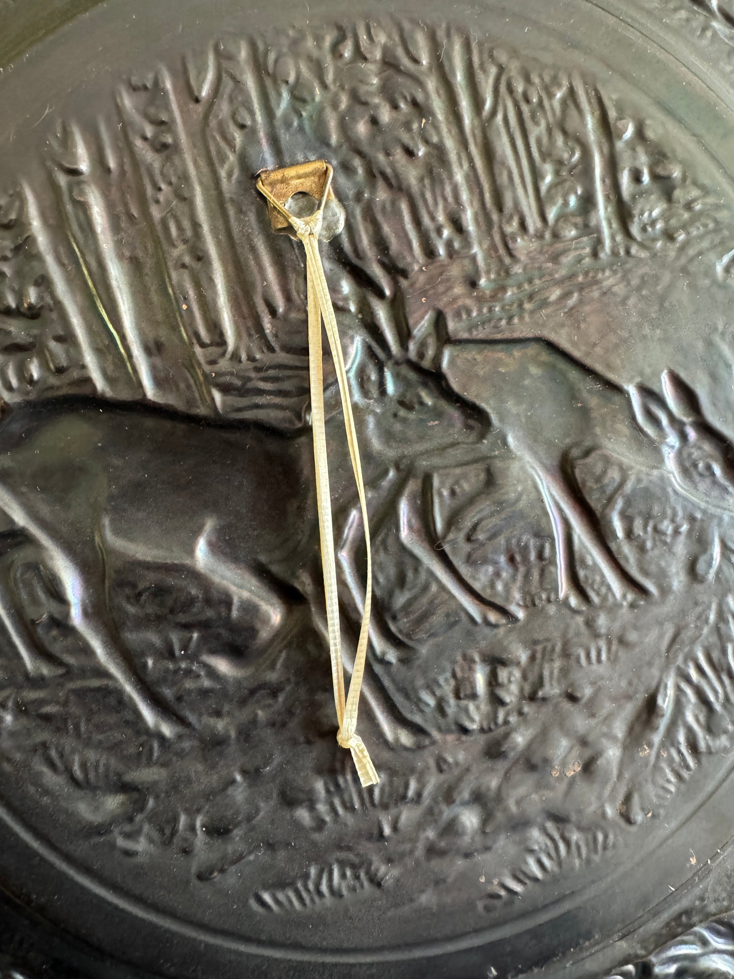 Vintage Copper Relief Deer Plate Wall Hanging