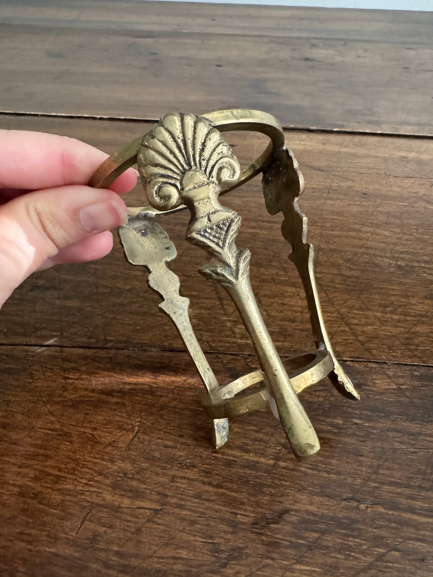 Small Brass Stand with Three Legs and Ornate Detailing