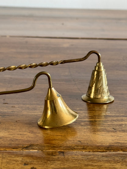 PICK ONE Vintage Brass Candle Snuffer - Etched Bell or Smooth Bell