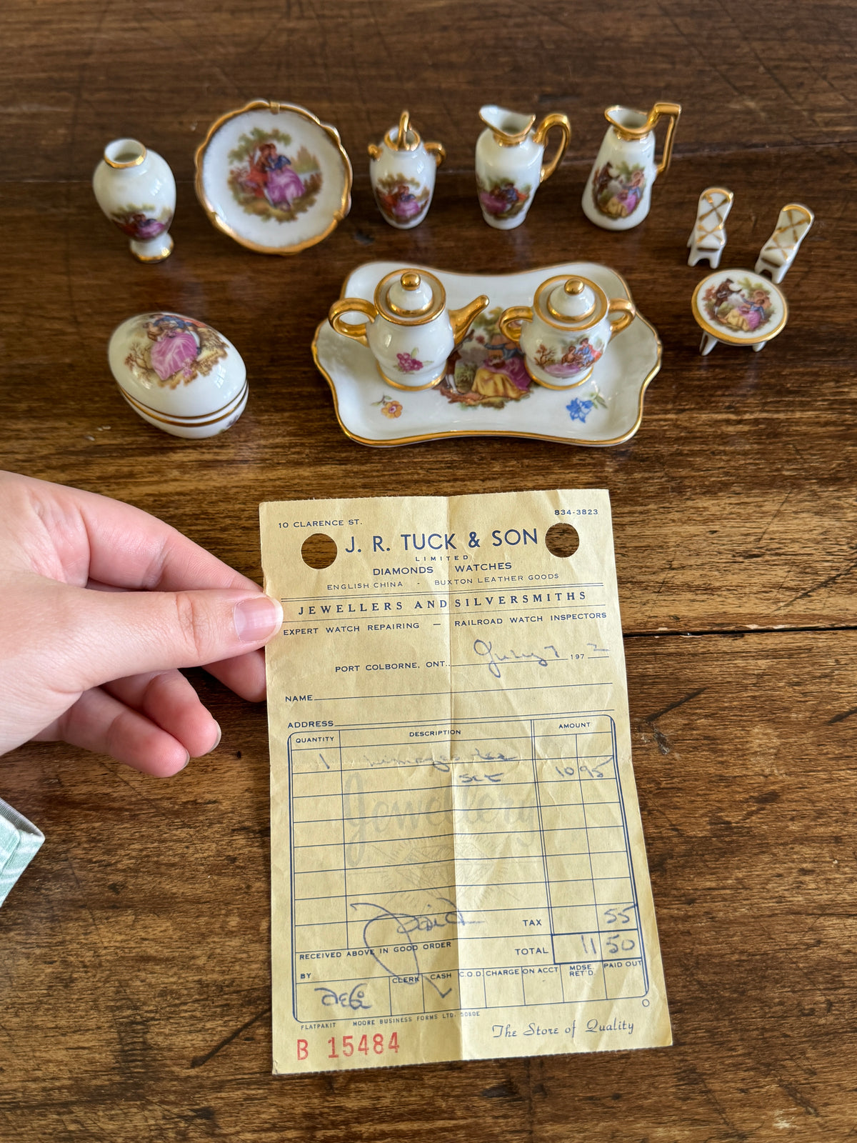 Vintage Limoges France Mixed Miniature Set - Trinket Dish, Tea Set, Vase, Doll House Minis, Plate