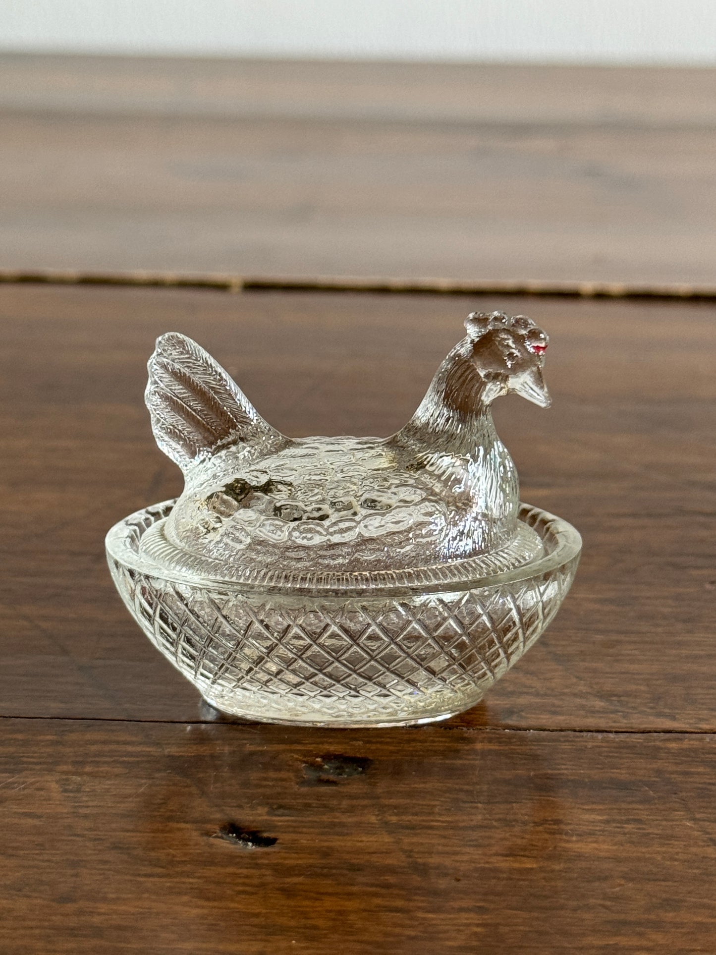 Mini Clear Glass Hen on Nest Salt Cellars - Lot of Four (Read)