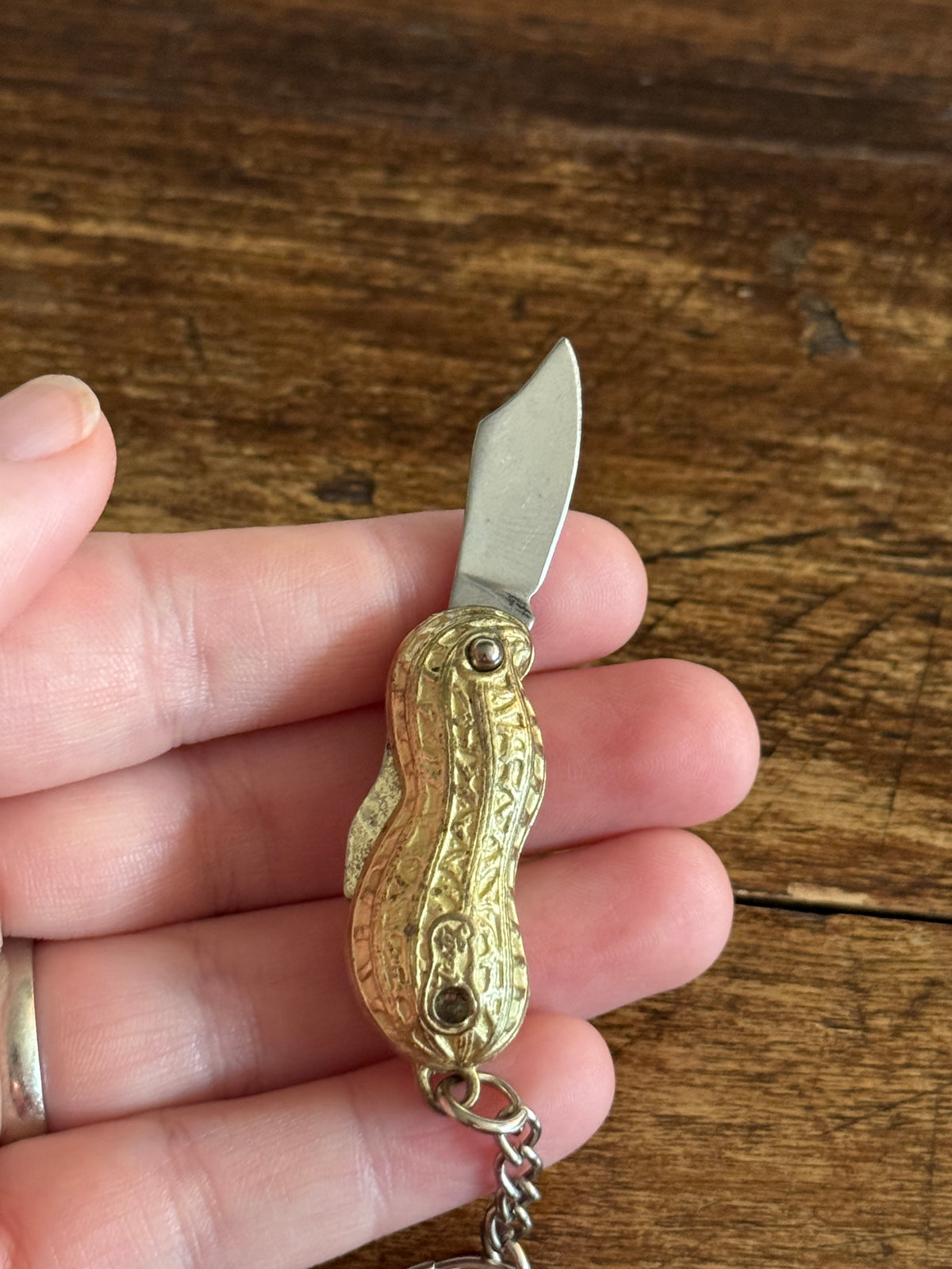 Vintage Promotional Peanut Mini Knife on Keychain - Peanut Pocket Knife by Rich Tasty