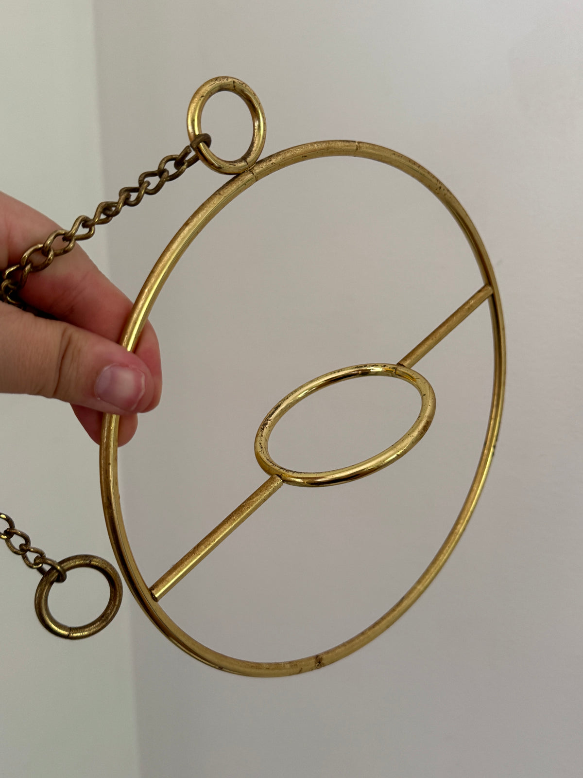 Vintage Small Hanging Brass Plated Holder - Candle Votive or Small Pot Holder