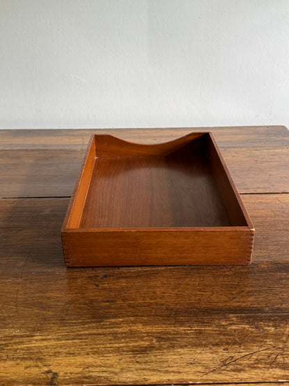 Vintage Wood Letter Tray - Wooden Desk Paper Organizer