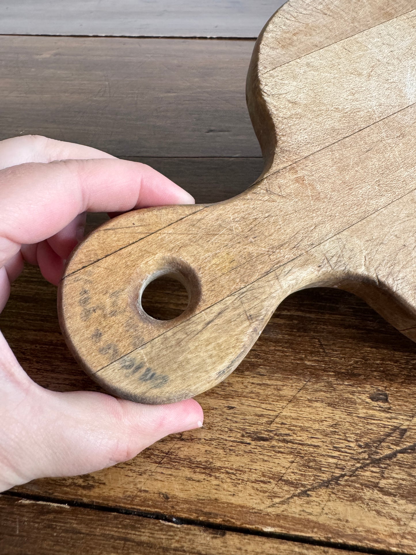 Small Wood Cutting Board with Heavy Wear/Cut Marks