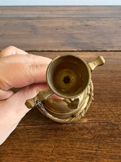 Vintage Brass Anchor Candleholder with Twisted Wire Embellishment