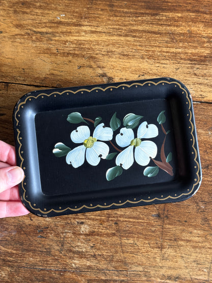 Set of Four Vintage Tole Painted Flower Trays