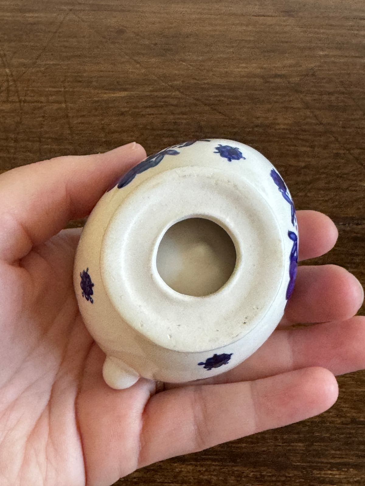 Vintage Blue and White Floral Bunny Egg Cup