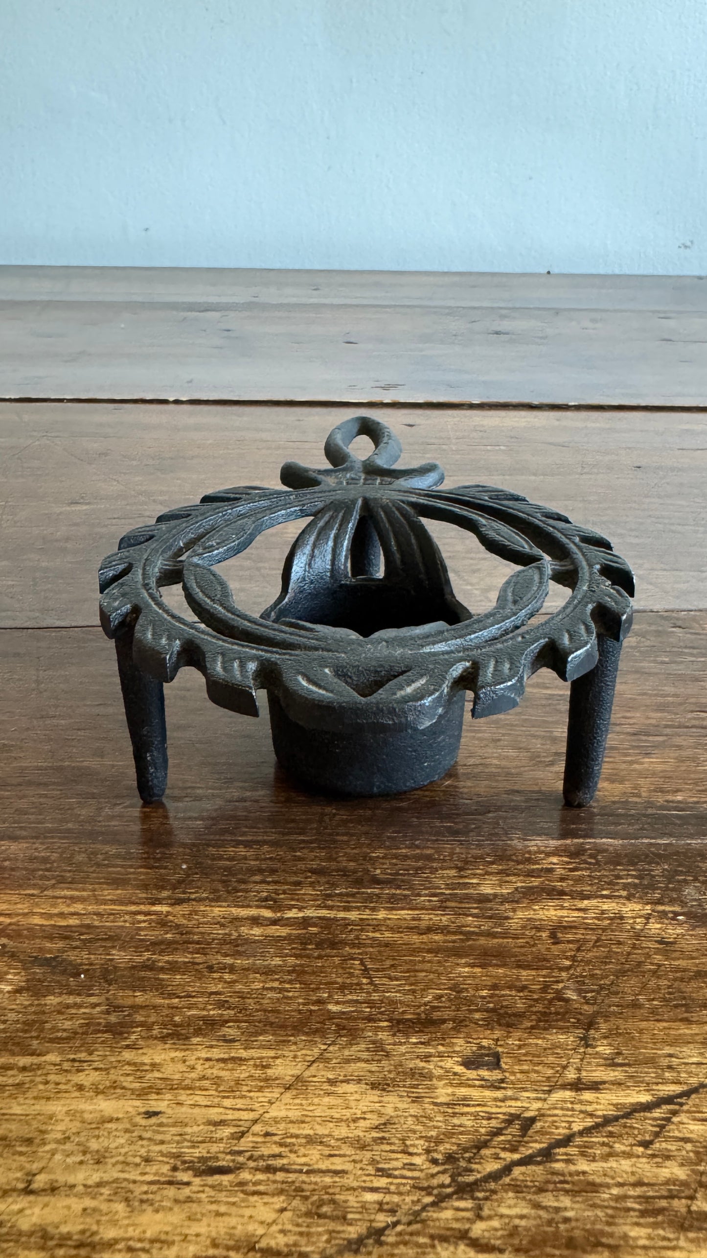 Vintage Cast Iron Trivet Warmer with Raised Feet and Tealight Candle Holder - Made in Japan