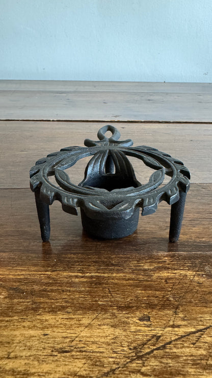Vintage Cast Iron Trivet Warmer with Raised Feet and Tealight Candle Holder - Made in Japan