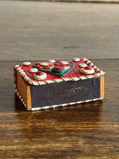 Small Decorative Tooled Leather Match Box Cover/Holder with Heart Design
