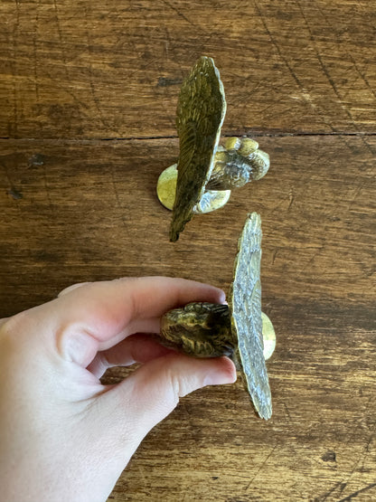 Vintage Pair of Brass Peacocks with Opened Fan Tail Feathers