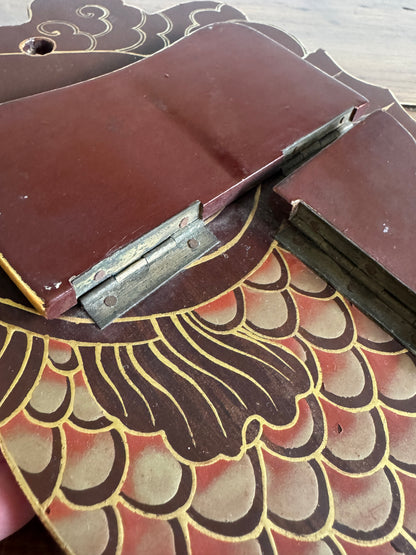 Vintage Wood Folding Koi Shelf with Two Small Ledges