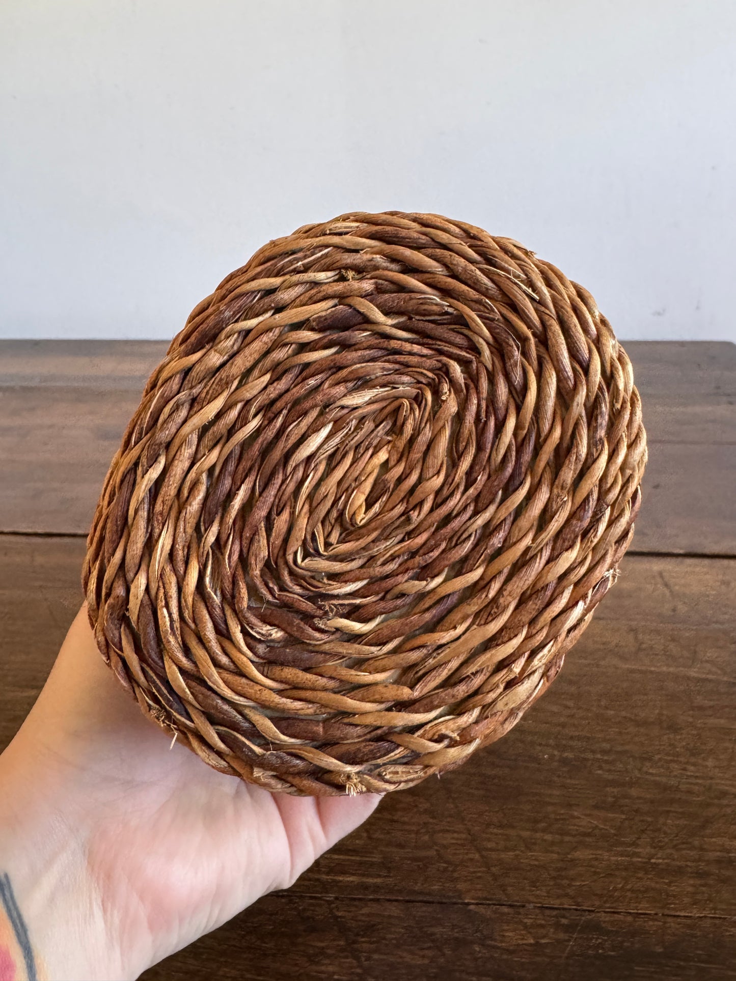 Vintage Small Woven Wicker Bust of Woman's Figure