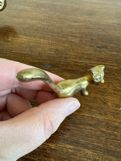 PICK ONE Vintage Brass Tail Up Cat Figurine - Cat Ring Holder