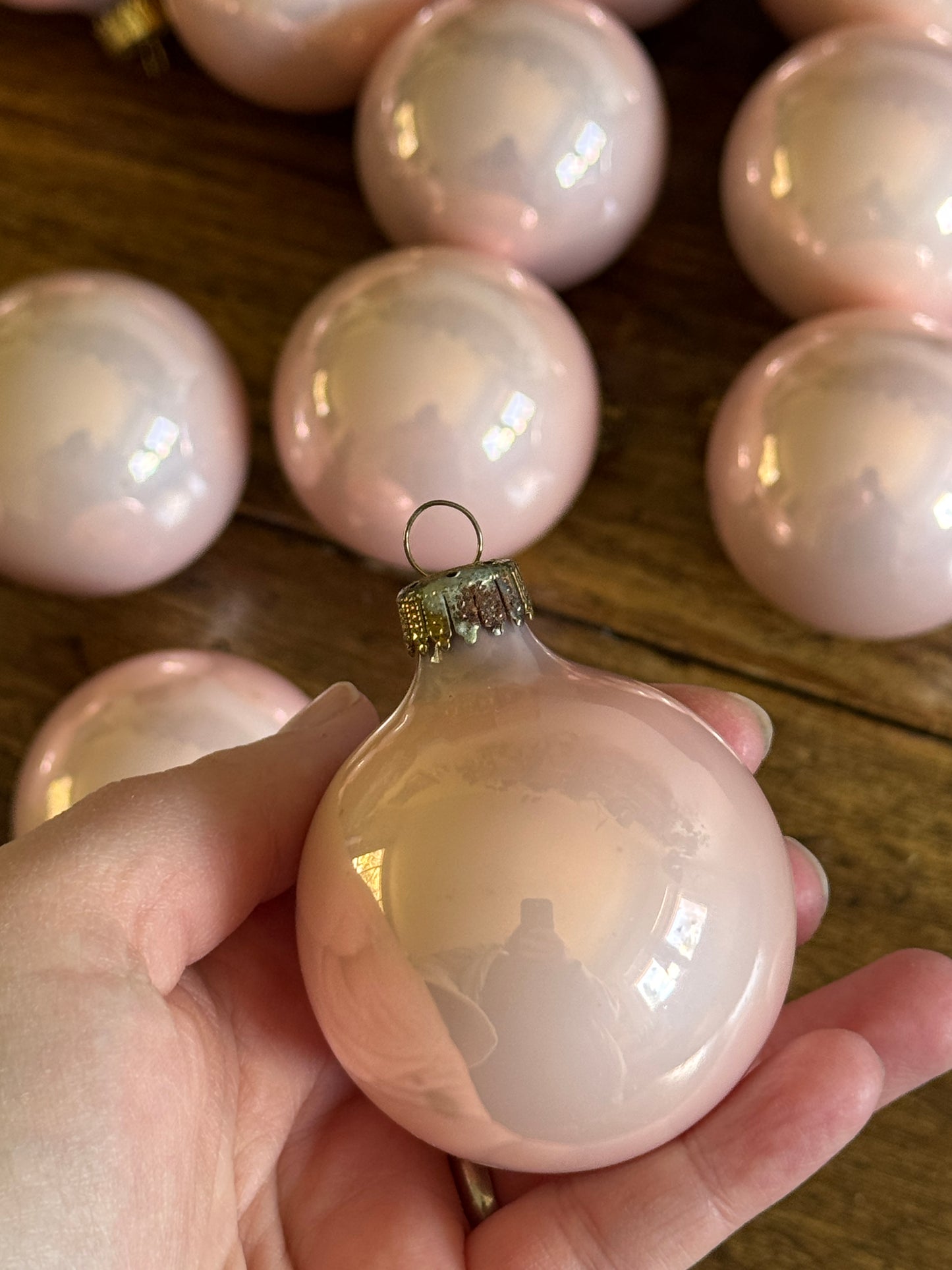 Vintage Pale Pink Glass Christmas Ornaments