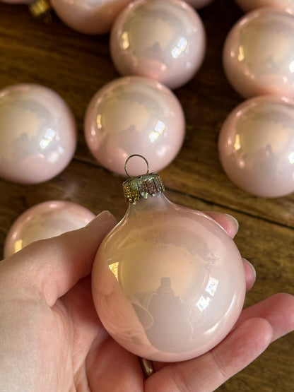 Vintage Pale Pink Glass Christmas Ornaments