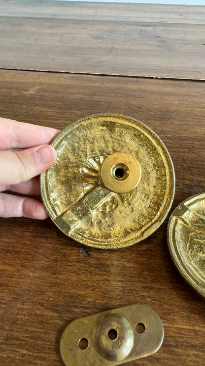 Vintage Pair of Brass Curtain Holders - Wall Mounted Curtain Stays