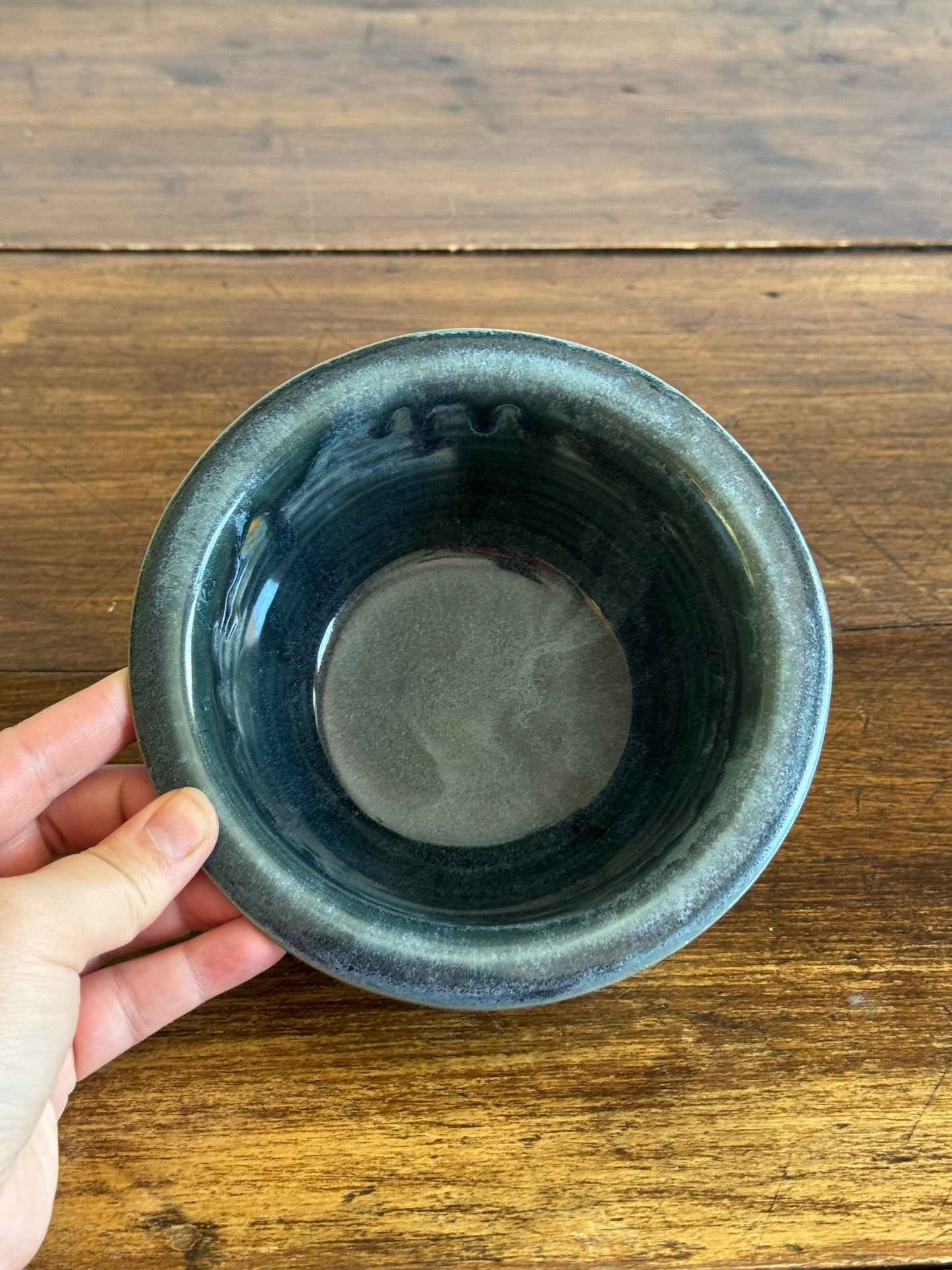 Small Hand Crafted Pottery Blue Green Bowl