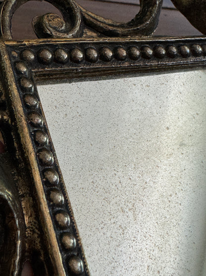 Heavy Cast Metal Ornate Mirror with Foxing