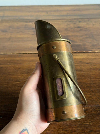 Dark Brass Long Match Holder with Scooped Opening and Handle