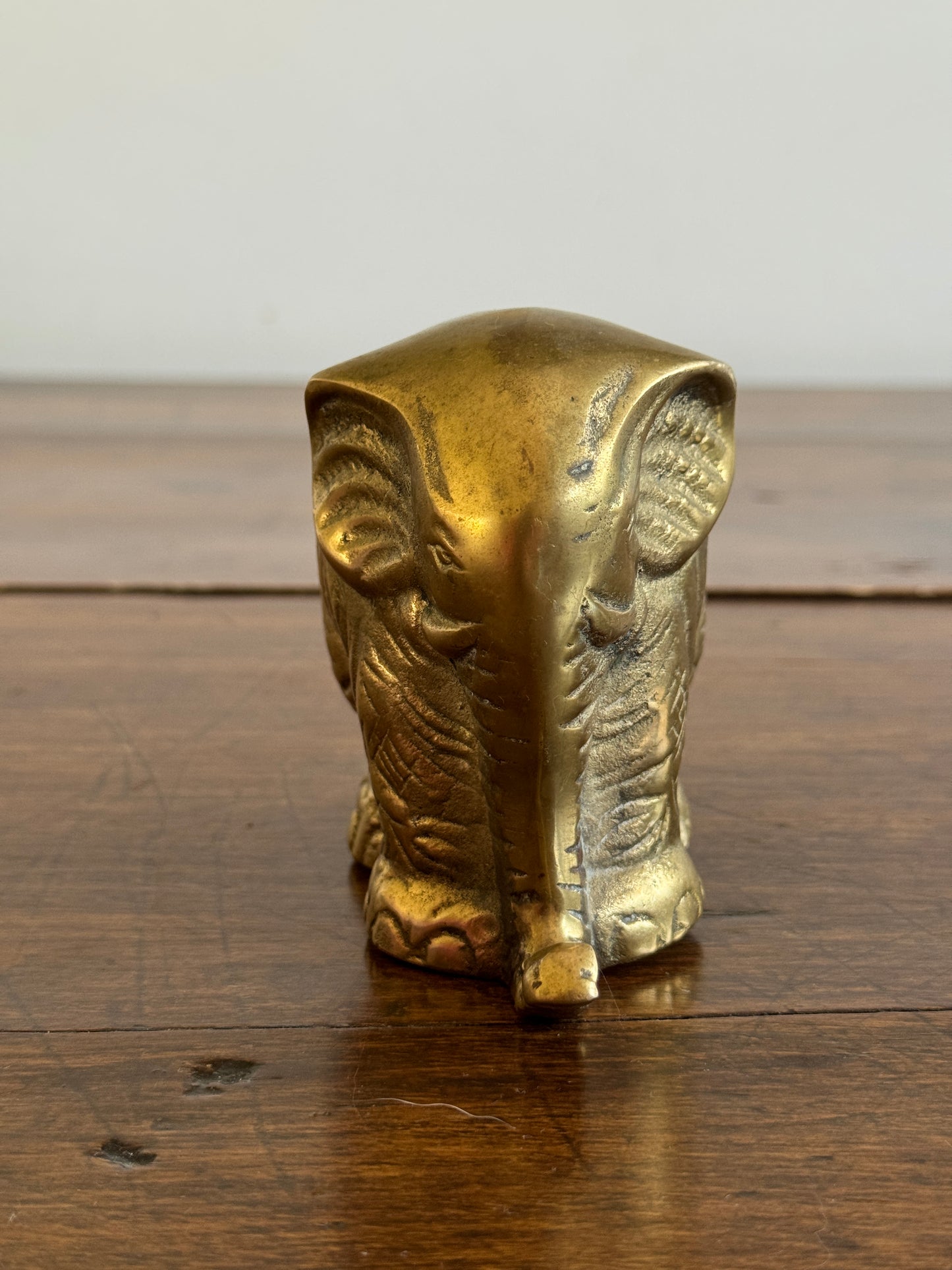 Vintage Brass Elephant Coin Bank - Lucky Trunk Up Elephant