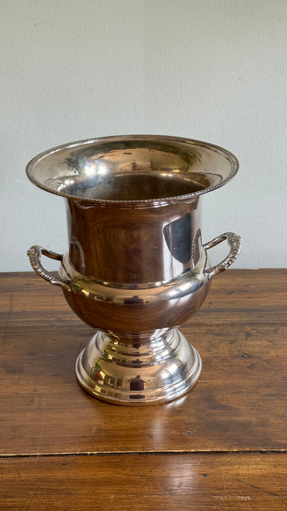 Vintage Silver Plated Champagne Ice Bucket with Double Handled and Fluted Design
