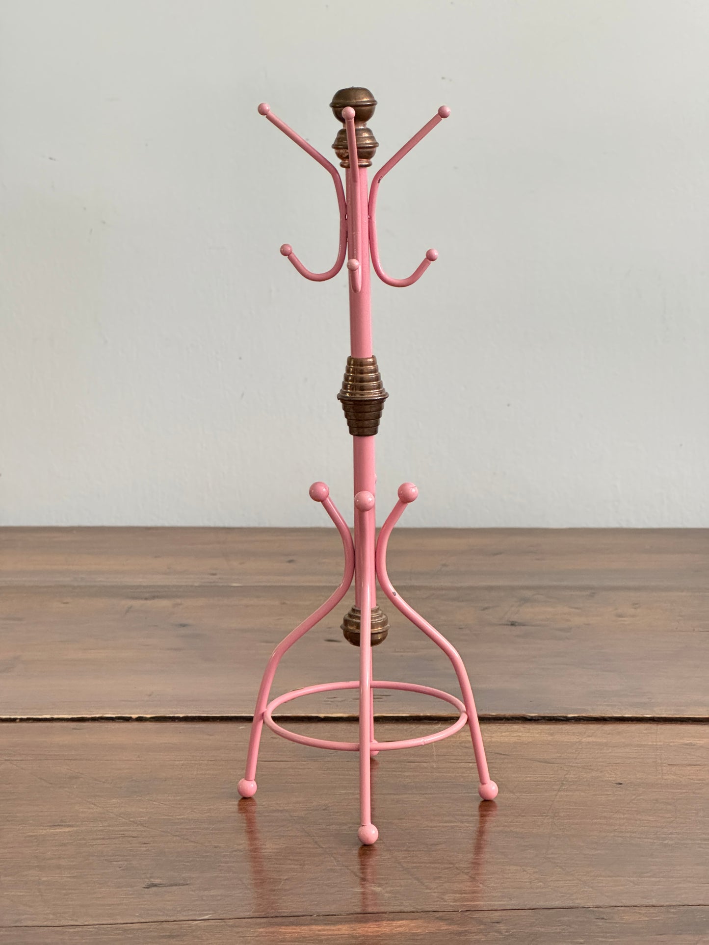 Pink and Brass Jewlery Hook Stand - Coat Hook Miniature For Jewelry