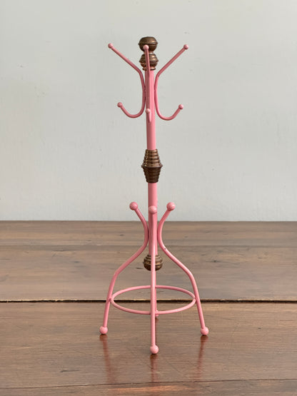 Pink and Brass Jewlery Hook Stand - Coat Hook Miniature For Jewelry