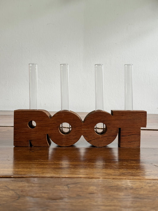 ROOT Propagation Vase - Wood Word with Glass Vial Holders