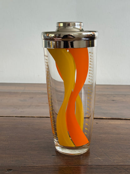 Mid Century Yellow and Orange Glass Cocktail Shaker by Irvinware - Made in the USA