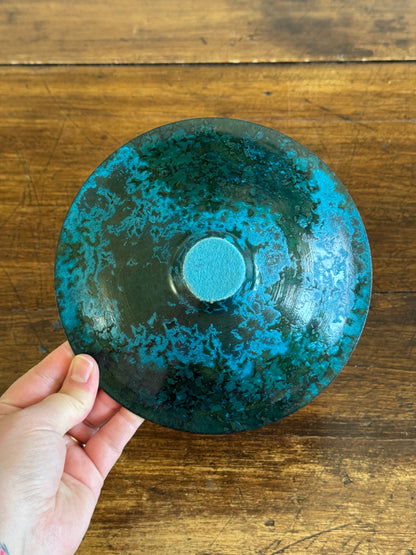 Vintage Mid Century Style Colourful Metal Patina/Enamel Catchall Bowl