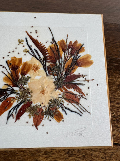 Vintage Henni Original Small Square Pressed Flower Art