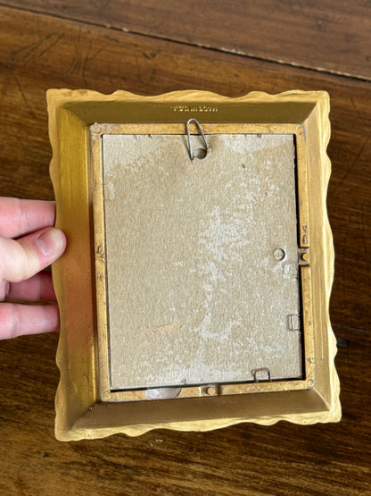 Vintage Resin Ornate Photo Frame with Painted Glass Matte - Made in USA