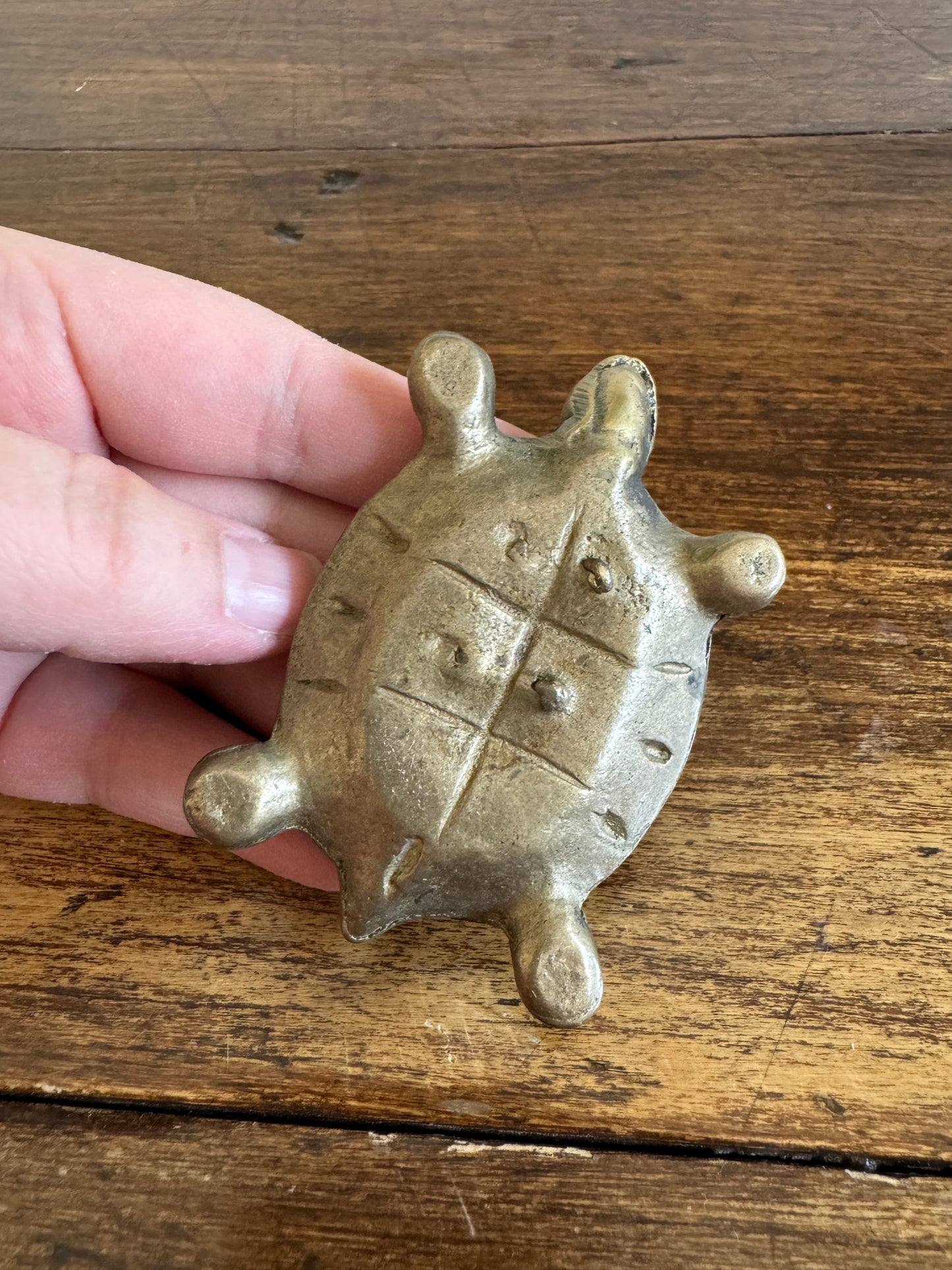 Vintage Small Brass Flat Turtle Figurine