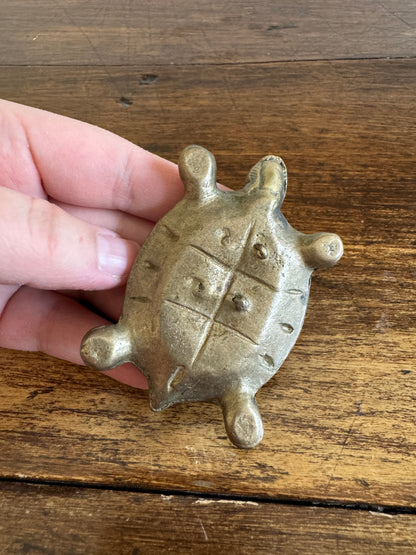 Vintage Small Brass Flat Turtle Figurine