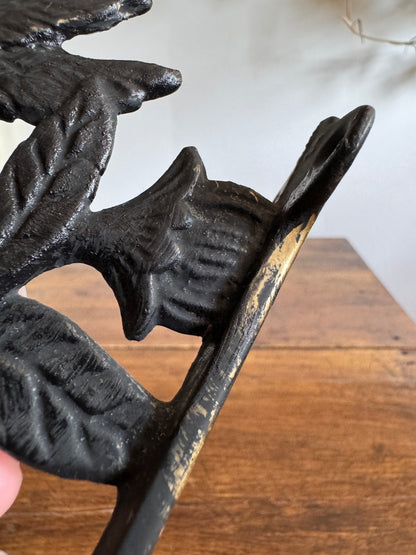 Metal Cast Iron Hummingbird with Flowers Wall Hook